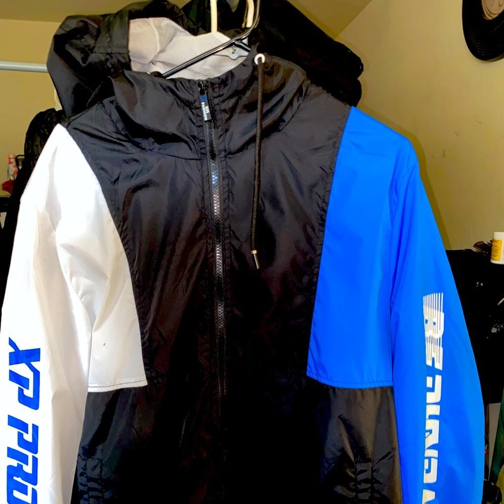 XIOS NEWYORK , WINDBREAKER JACKET , blue,black,&white , size:XL